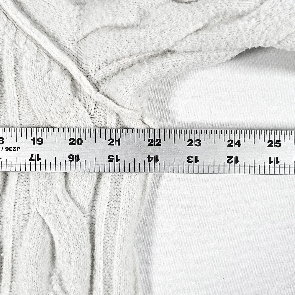 Aerie Womens Cream White Cable Knit Crew Neck Raglan Sweater Size Small